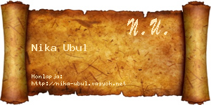 Nika Ubul névjegykártya